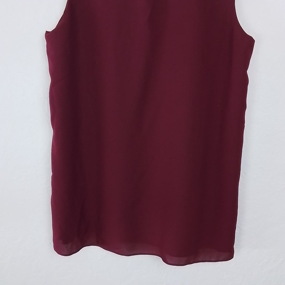 Alfani‎ Sleeveless Chiffon Blouse Women's Size 8 Burgundy Red Draped Front Top - Picture 8 of 12
